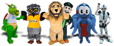 Collection of Frenzy Creative's mascot costumes